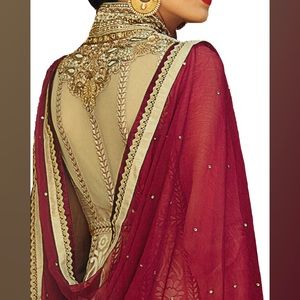 Indian Pakistani Gold Anarkali Salwar Kameez